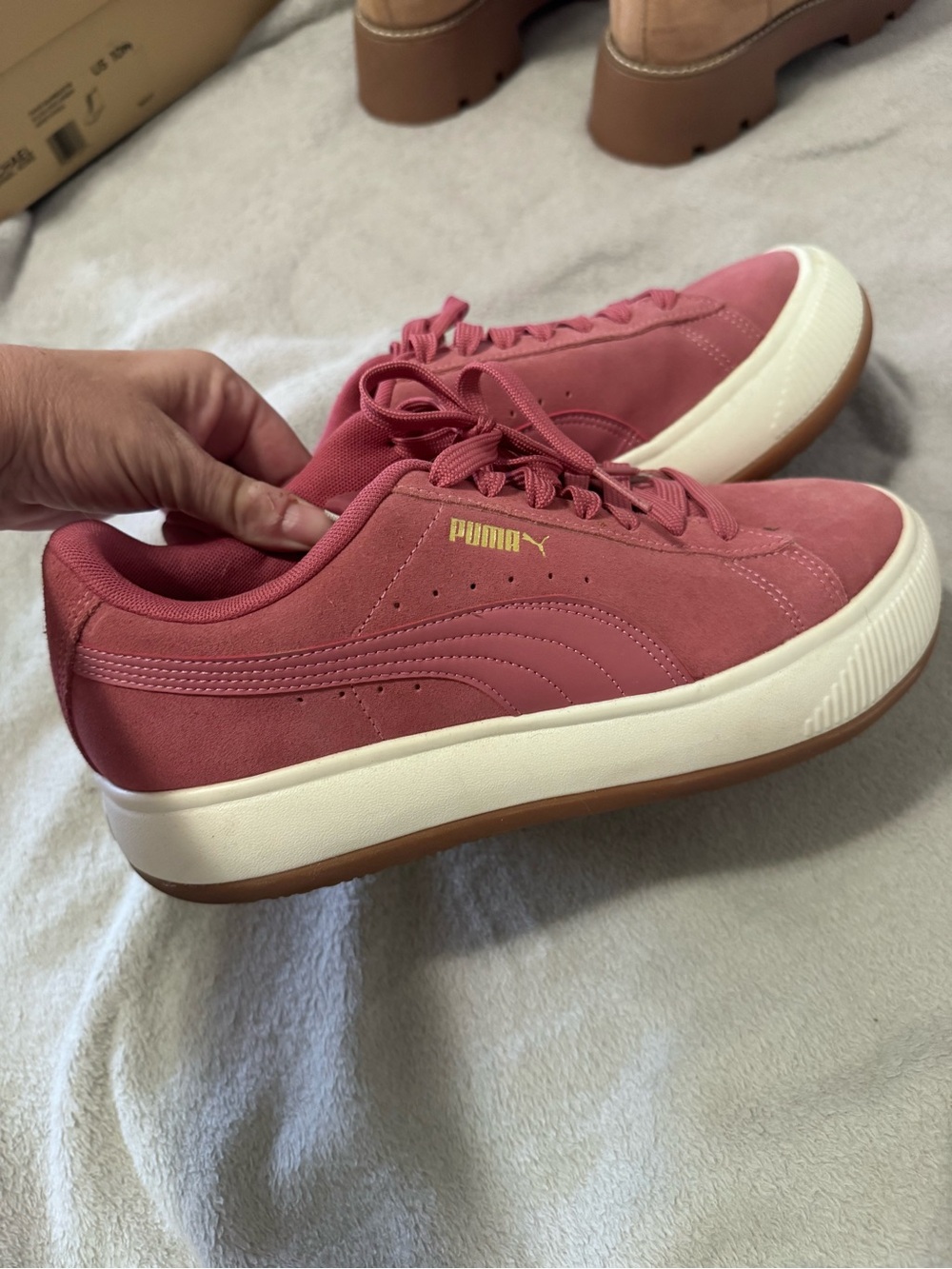 Puma Women’s Platform Suede Sneaker in Dusty Pink